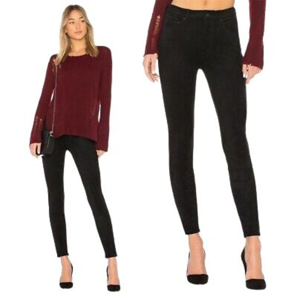 Mother High Waisted Looker Pants Women’s 26 Suede Tricks of the Trade Black
